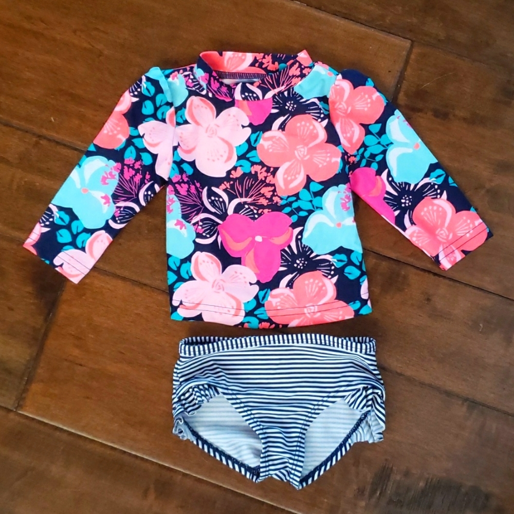 Carter's Just One You Baby Girls' 2pc Floral Rash Guard Set - 3M